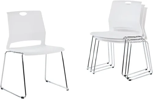 Vista 11 de Sidanli Sillas apilables para negocios, sillas de comedor modernas para el hogar, color verde (juego de 4)