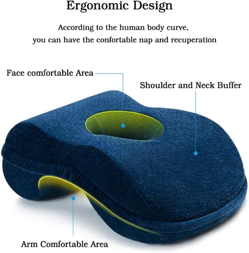 Vista 8 de WOWSEA Almohada suave con forma de dona, almohada ergonómica de algodón con memoria para dormir, almohada de siesta de escritorio de rebote lento