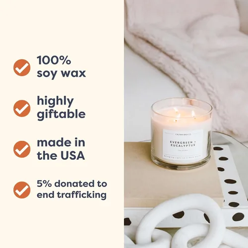 Vista 3 de Home & Holiday - Vela perfumada de 3 mechas, 43 horas de combustión, velas de soja de lujo de 3 mechas, velas de cera de soja no tóxicas, vela
