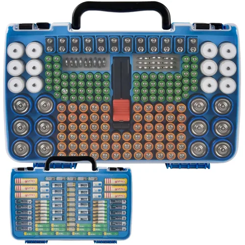 Vista 8 de Estuche Organizador de Almacenamiento de Baterías con Probador, Caja Portabaterias de Doble Cara para 269 Contenedores Caddy AA AAA AAAA 3A 4A 9V C
