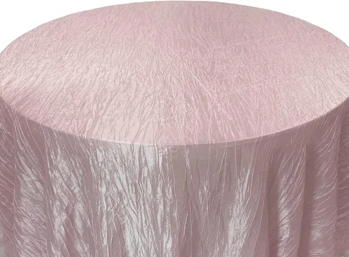 Vista 6 de YOUR CHAIR COVERS - Mantel redondo de 90 pulgadas con arrugas color rubor de tafetán – Elegante mantel brillante para bodas, fiestas y eventos