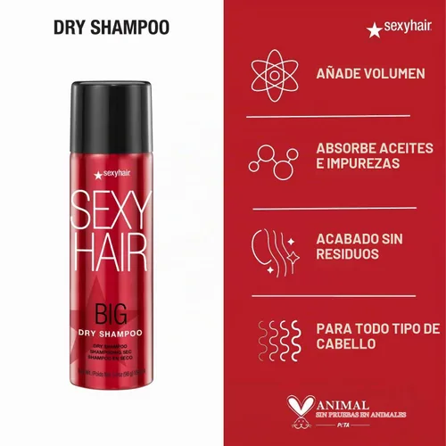 Vista 6 de SexyHair Big Dry Shampoo Elimina aceites e impurezas Proporciona volumen adicional Todo tipo de cabello