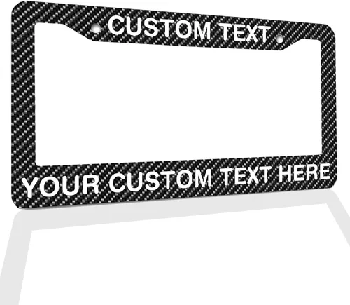 Vista 9 de Marcos de Matrícula con Cualquier Texto - Marco de Placa con Tu Mensaje Personalizado, Marco de Matrícula Personalizado con Nombre, Monograma, Logo