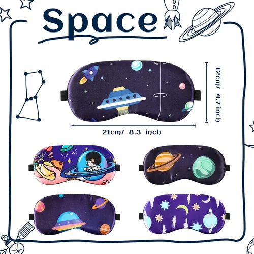Vista 2 de Geyoga 5 máscaras para dormir para niños, planeta para niños, cubrebocas espaciales para los ojos vendados, sombra de ojos para niños, sombra
