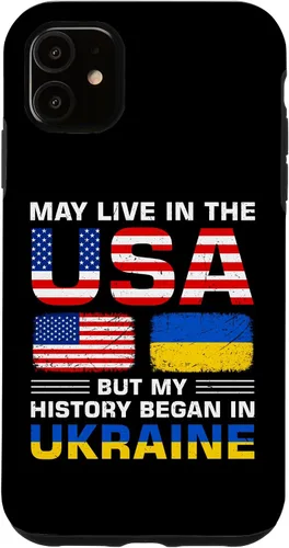 Vista 8 de Ukraine Flag America Flag Ukrainian Roots Case for iPhone 17