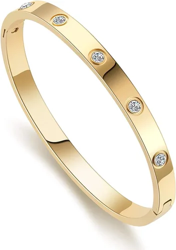 Vista 2 de My Daily Styles Pulsera de acero inoxidable con bisagras CZ para mujer, tamaño 7 pulgadas