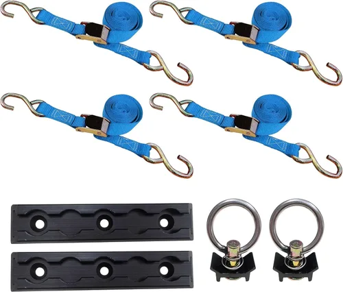 Vista 21 de Mega Cargo Control - Hebilla de leva resistente de 1" x 6' con ganchos S recubiertos de negro - WLL 400 lbs. Paquete de 4