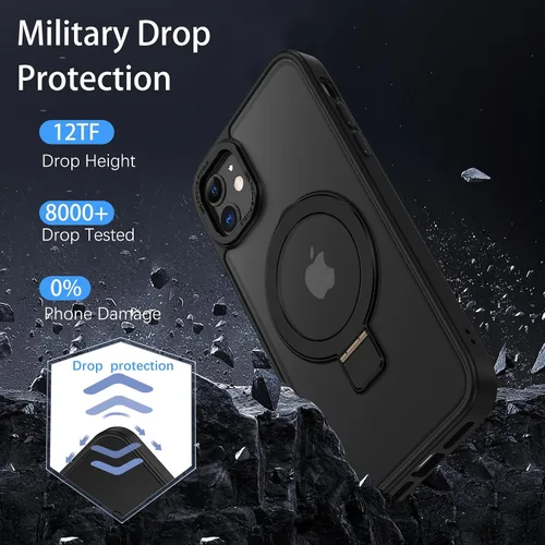 Vista 7 de Telaso Magnético para Funda de iPhone 12 Mini, Compatible con Magsafe con Soporte de Anillo Magnético, Funda Protectora de Grado Militar con Parte