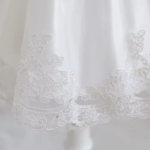 Vista 7 de NNJXD - Vestido de princesa de tul con flores, para usar en bodas, para niñas pequeñas y bebés
