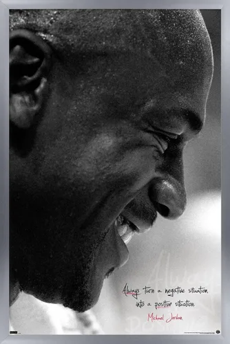 Vista 9 de Trends International Michael Jordan - Póster de pared siempre positivo, 22.4 pulgadas de largo x 14.7 pulgadas, versión enmarcada en madera