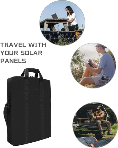 Vista 3 de Bolsa acolchada para panel solar, para panel solar Jackery de 100 vatios, diseño de doble capa, puede contener 2 paneles de batería.