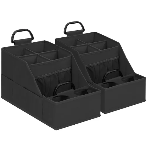 Vista 8 de Organizador de asiento de automóvil para asiento trasero, organizador de automóvil con 12 compartimentos de almacenamiento, 2 portavasos