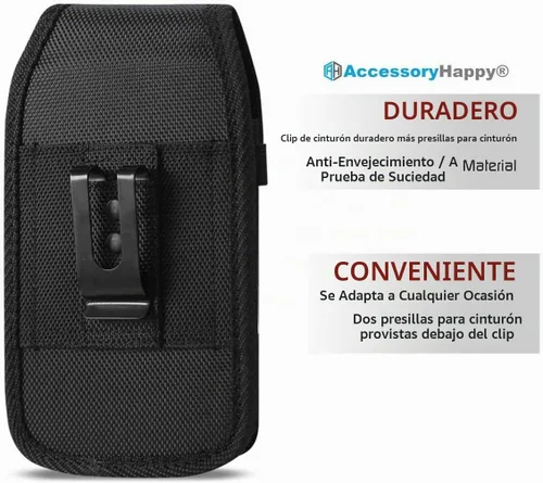 Vista 3 de Funda de nailon para cinturón de teléfono celular de grado militar para Android Samsung iPhone 16, 16 Pro, 15, 15 Pro, 14, 14 Pro, 13 Pro, 12, 12