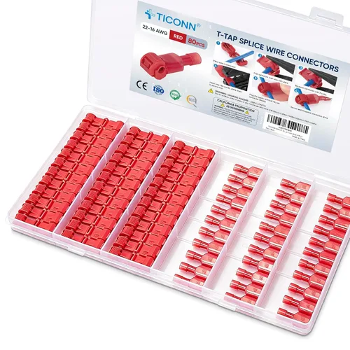 Vista 10 de TICONN Conectores de cable en T, conector de empalme rápido de cable en T, conectores en T para cableado con estuche de almacenamiento