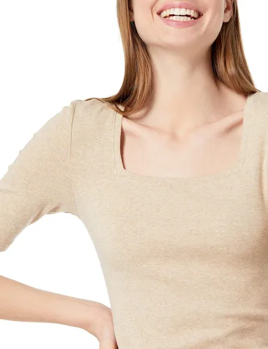 Vista 3 de Tienda Essentials - Camiseta de manga corta y cuello cuadrado para mujer