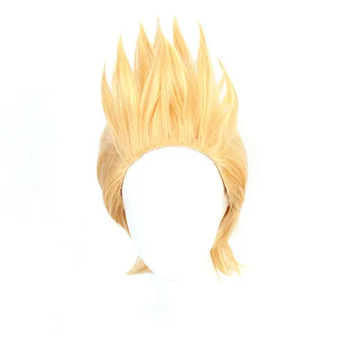 Vista 5 de XiongXiongLe Peluca de Halloween, cosplay, anime, My Hero Academia, Mirio Togata Cos, juego de rol, pelucas sintéticas cortas de cabello amarillo