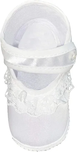 Vista 3 de Swea Pea & Lilli Zapatos de bautismo para bebé niña, botines blancos con cruz celta