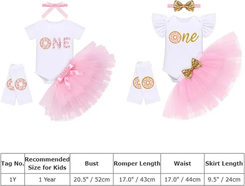 Vista 7 de ODASDO Conjunto de 4 piezas para bebé niña con forma de dona de 1/2/1º/2º/3º/3º cumpleaños para tarta
