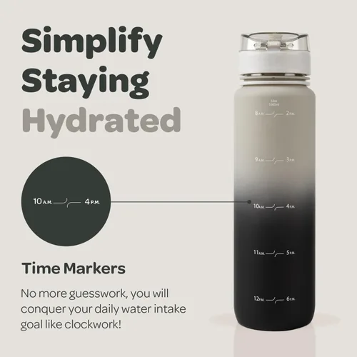 Vista 8 de Hydracy Botella de agua con marcador de tiempo, botella grande de 32 onzas/946 ml, sin BPA, con gradiente, a prueba de fugas y funda sin sudor