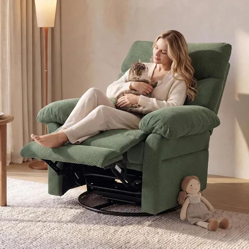 Vista 10 de HOPUBUY Silla mecedora reclinable para guardería con reposabrazos Caqui claro