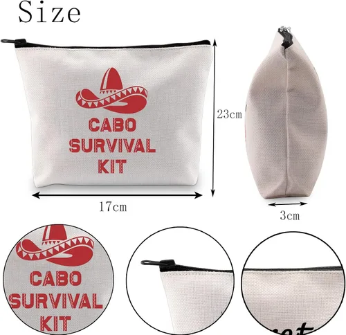 Vista 6 de POFULL Bolsa de cosméticos de boda de regalo para despedida de soltera de México, kit de supervivencia Cabo San Lucas