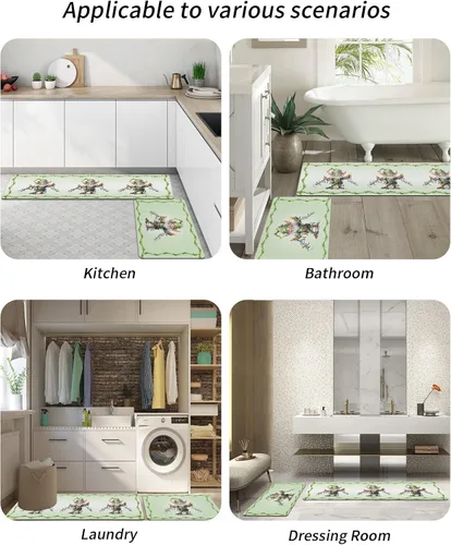Vista 6 de Tapete de baño de gnomos verdes para bañera, tapete antideslizante de secado rápido y absorbente, tierra de diatomeas, fregadero, dormitorio