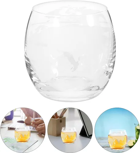 Vista 8 de Angoily 2 vasos de whisky con globo, vasos de bebida novedosos con rocas de ron de vidrio transparente, copas de cóctel de vidrio con mapa