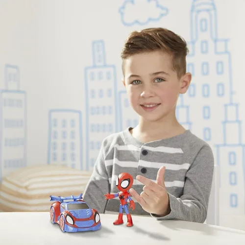 Vista 6 de Figura de acción Marvel Spidey and His Amazing Friends Spidey y vehículo de rastreador web, para niños a partir de 3 años