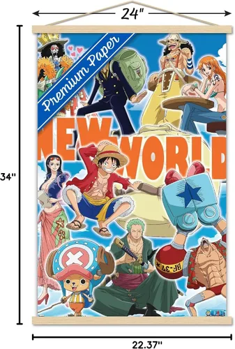 Vista 7 de Trends International One Piece - Póster de pared New World, 22.37 x 34.00 pulgadas, paquete de impresión premium y colgador de madera de haya