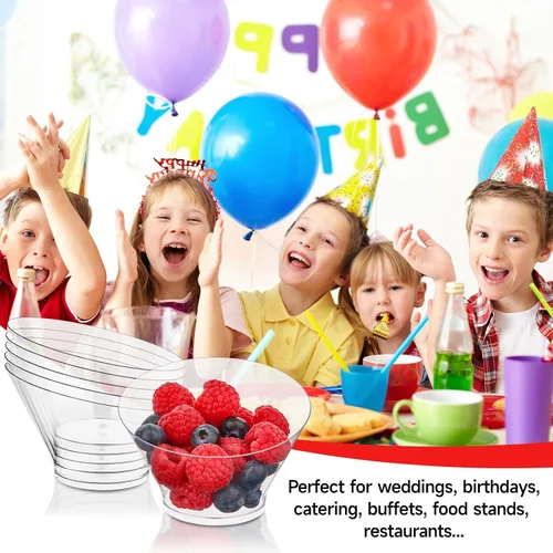 Vista 6 de Paquete de 20 cuencos de plástico en ángulo de 6 onzas, cuencos pequeños para dulces, cuencos desechables para postres, aperitivos, frutas, helados