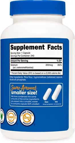 Vista 4 de Nutricost Selenio 200mcg, 240 cápsulas vegetales (2 botellas) - Sin OMG, sin gluten, L-selenometionina