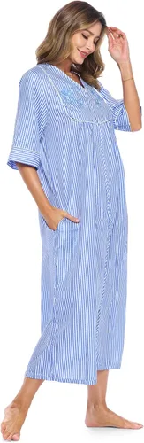 Vista 2 de Casual Nights Vestido de casa tejido con cremallera frontal para mujer Mangas 34 para casa largo