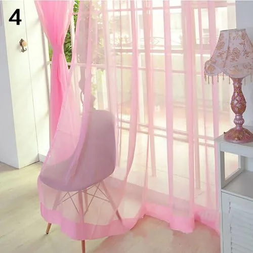 Vista 14 de Cenefas de Gauzy ligeras Cortina de ventana de puerta Cortina Sheer Home Wedding Decor - Negro