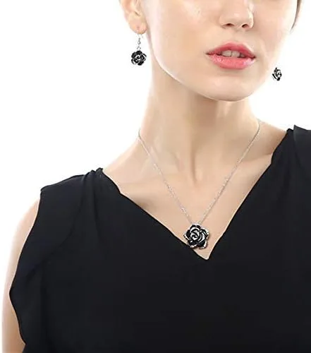 Vista 4 de Collar para mujer, pendiente, plata colgante, collar de cadena para mujer, aretes para fiesta, boda, conjunto de joyas de amor, práctico y útil