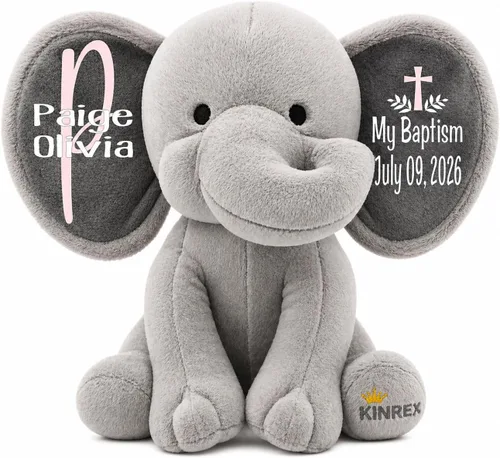 Vista 19 de Animal de peluche de elefante personalizado - Anuncio de estadísticas de nacimiento personalizadas, animales de peluche de elefante para bebés, baby
