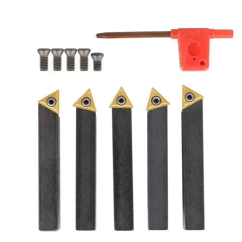 Vista 2 de kimllier 5 Uds. Torno de carburo indexable de 1/2 pulgada Torno de torneado de herramientas de torno de metal Herramientas Insertos Bits