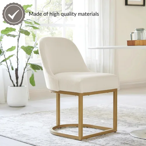 Vista 76 de Leick Home 214536 Barrelback Silla de comedor con base de metal, juego de 2, para comedor, asiento moderno de lino negro y base de metal dorado