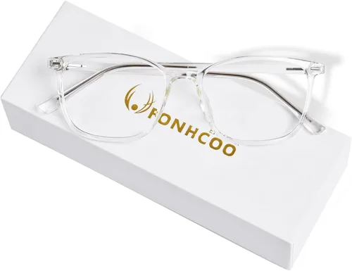 Vista 11 de FONHCOO Gafas de bloqueo de luz azul para mujeres y hombres, TR90, marco de moda, gafas de luz azul para computadora Café