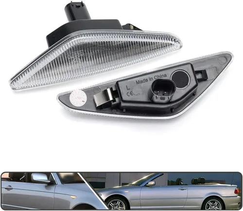 Vista 7 de 2 piezas de luces de señalización laterales intermitentes LED color ámbar para BMW Serie 3 E46 Coupé Convertible LCI 323Ci 325Ci 328Ci 330Ci Lente