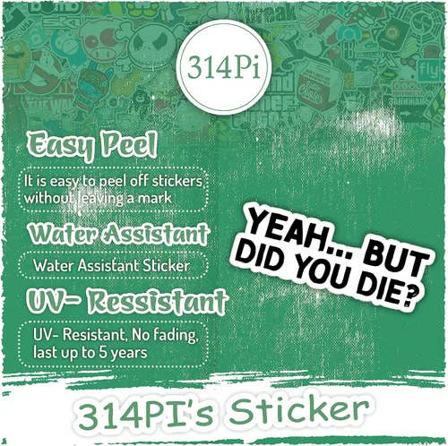 Vista 3 de 314PI Calcomanía de vinilo con texto en inglés "Yeah But Did You Die" ("Yeah But Did You Die"), calcomanías divertidas para asistente de agua