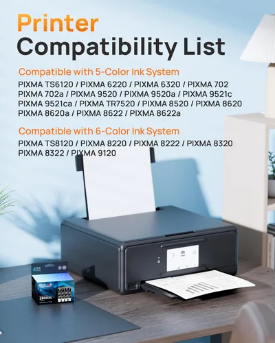 Vista 2 de Paquete de 4 cartuchos de repuesto de tinta 280 PGBK 280 XXL para Canon 280 PGBK PGI-280XXL PGI 280 XXL compatible con PIXMA TR8620a TR8622a TR8600