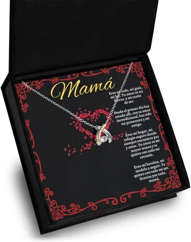 Vista 11 de Cadena, Collar de Regalo Para Mama En Forma De Corazon Plateado y Dorado Regalo Para Mujer Personalizado