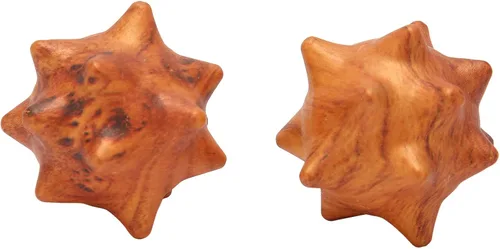 Vista 5 de Yinhing 2 bolas de ejercicio de mano de madera, bola de masaje de mano de madera para palma relajante, bolas de masaje de acupuntura texturizadas