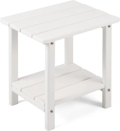 Vista 8 de Apolimi Adirondack - Mesa auxiliar para exteriores, mesa auxiliar de patio resistente de 2 niveles, resistente a la intemperie, mesa auxiliar sólida