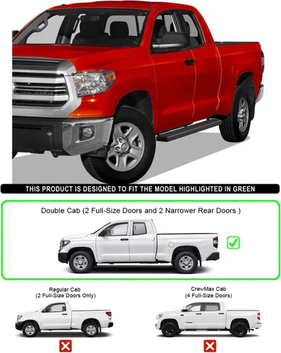 Vista 2 de Estribos iBoard para 2007-2017 Toyota Tundra Double Cab Pickup 4-Door, Negro Aluminio negro