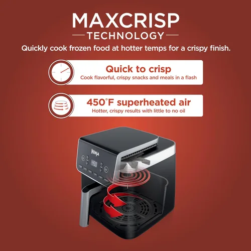 Vista 2 de Ninja Freidora de aire XL con MaxCrisp, 6.5 cuartos de galón, 6 en 1, gris