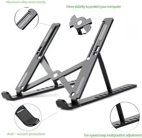 Vista 3 de Soporte ajustable para computadora portátil para escritorio, elevador portátil plegable con ángulo de diez grados, ajuste libre ABS+accesorios