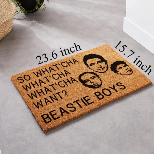Vista 4 de Funny Beastie Boys 'So What'cha Want' Felpudo de bienvenida – Felpudo de fibra de coco, 23.6 x 15.7 pulgadas