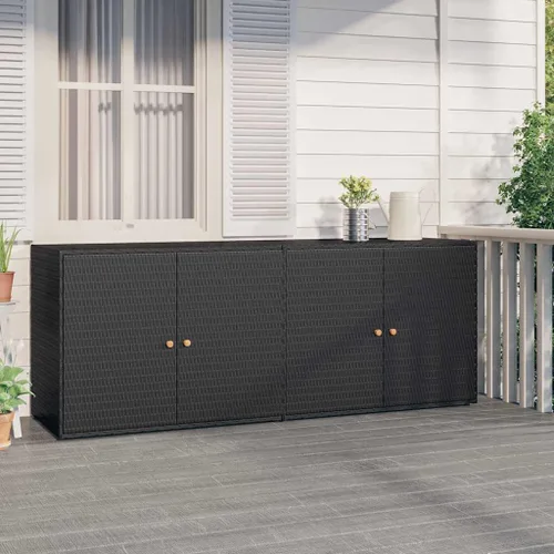Vista 2 de vidaXL Gabinete de almacenamiento de jardín negro 78.0x21.9x31.5 Poly Rattan