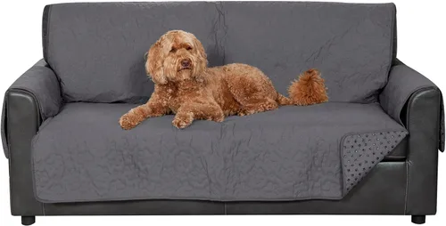 Vista 14 de Furhaven - Funda acolchada impermeable para muebles de sala de estar para perros y gatos, con diseño de patas, protector con reverso antideslizante